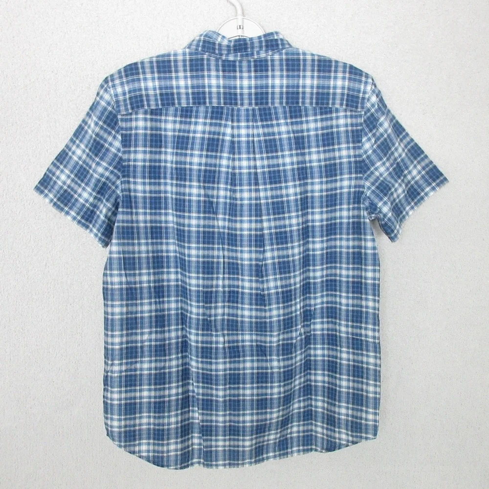 Ralph Lauren Button Down Shirt Blue Plaid Short‎ Sleeve Boys XL (18-20)